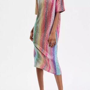 ZARA Multi Colored Sequin Maxi Dress Sz Medium